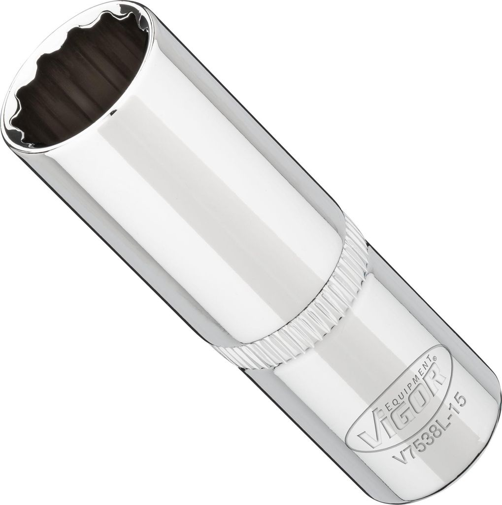 VIGOR Steckschlüsseleinsatz, lang, 3/8 (10 mm) Vierkant hohl, Außen Doppelsechskant Profil, SW 15 mm
