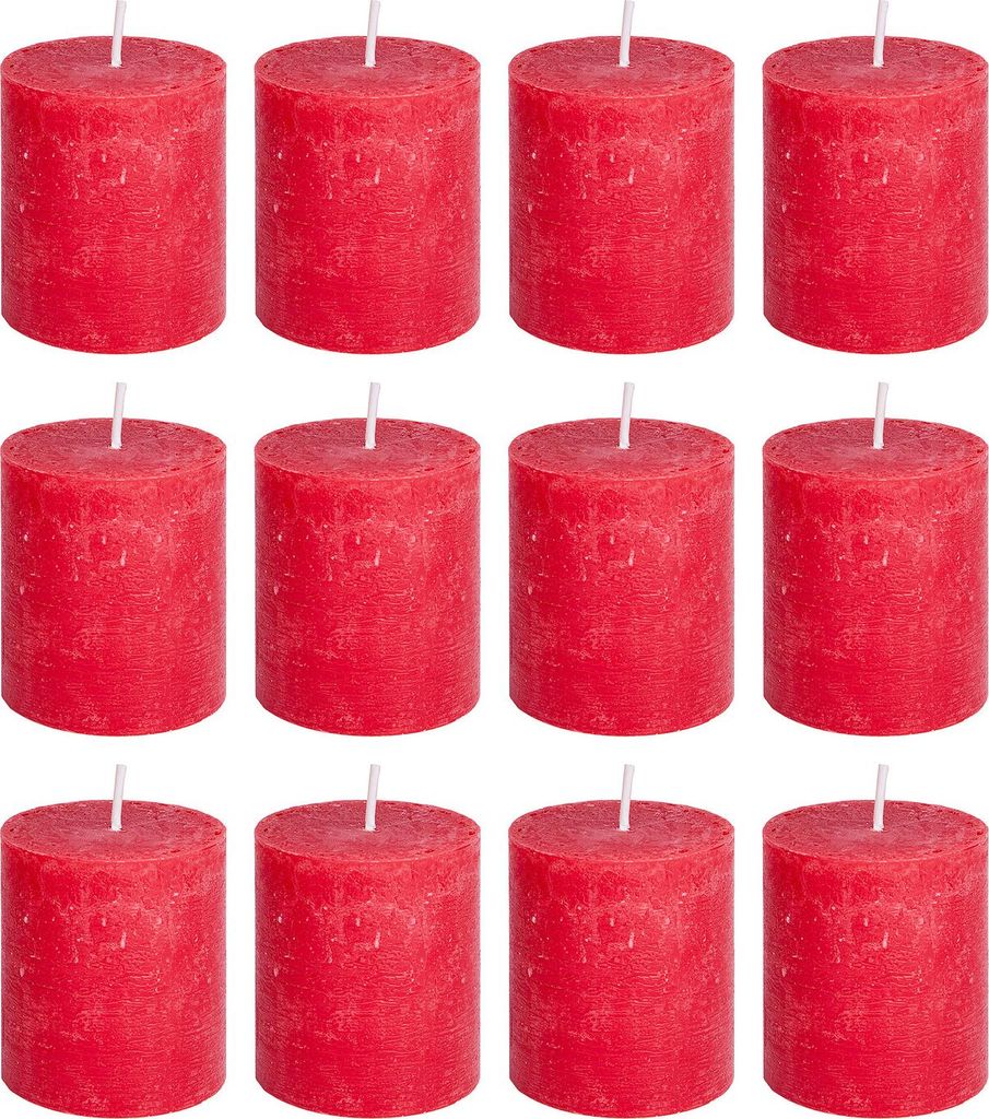 BUTLERS RUSTIC 12x Stumpenkerze Ø6,8 x 8 cm rot