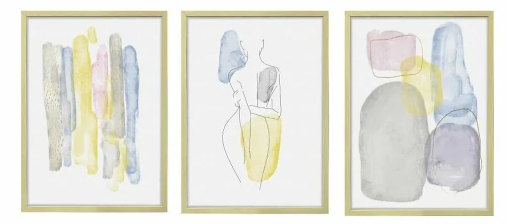 Set de 3 Tableaux Modernes pour Salon et Chambre 53x73cm Effet Cristal DKD