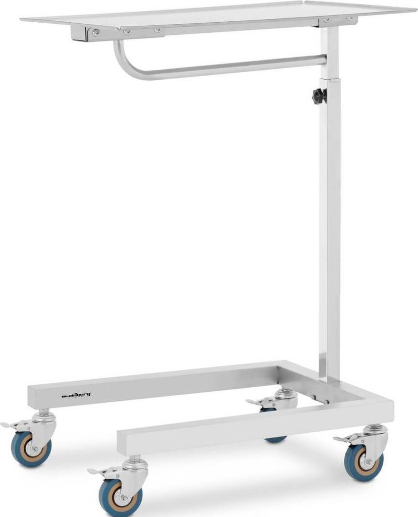 Expondo Steinberg Systems Instrumententisch - seitlich offenes Design - 60 x 40 cm - höhenverstellbar - Edelstahl / Gummi