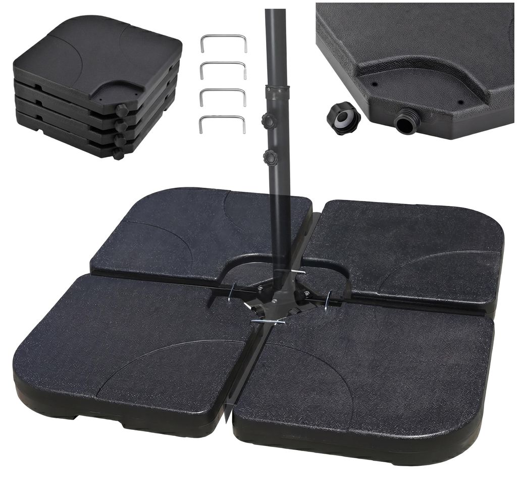 Relaxdays Parasolvoeten met grondplaat, set van 4, te Productafbeelding 