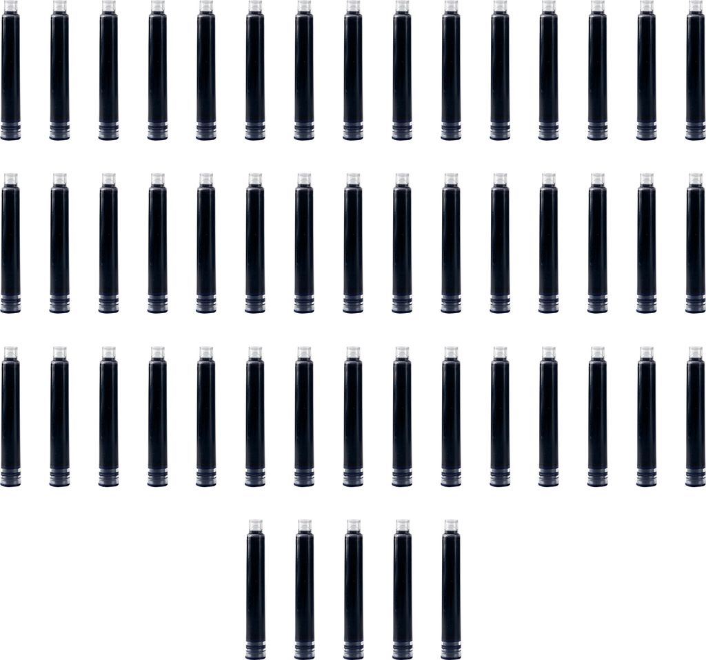 50-teilige Fuellfederhalter-Tintenpatronen Schwarze Tintennachfuellpatrone mit 3,4 mm Bohrungsdurchmesser fuer Schrein fuer Bueroschueler