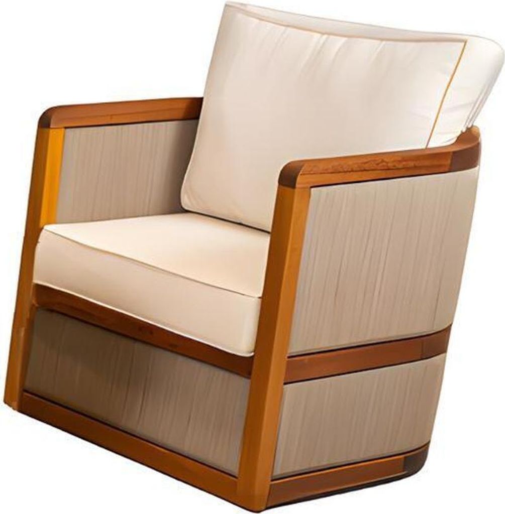 Gartensessel Gartenstuhl Kissen Loungesessel Armlehne Beige Sessel