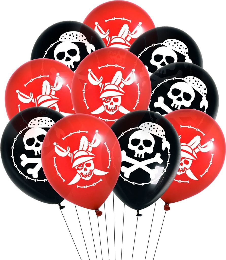 Oblique Unique 10x Piraten Luftballons mit Totenkopf Produktbild 