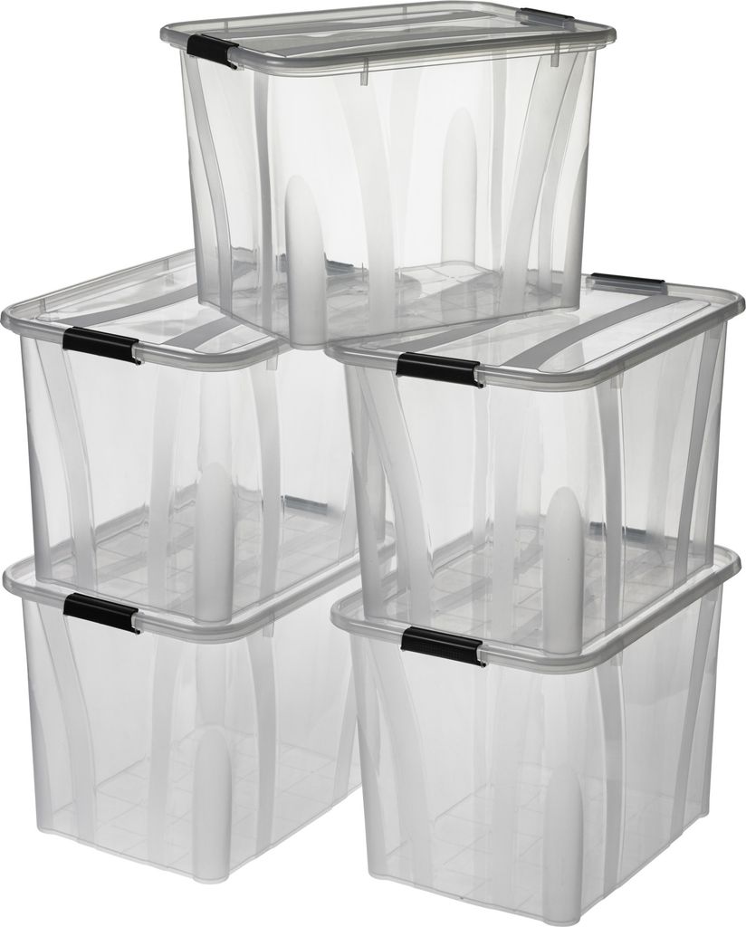 5 Stück Aufbewahrungsboxen 510x385x368 mm - 55L Volumen