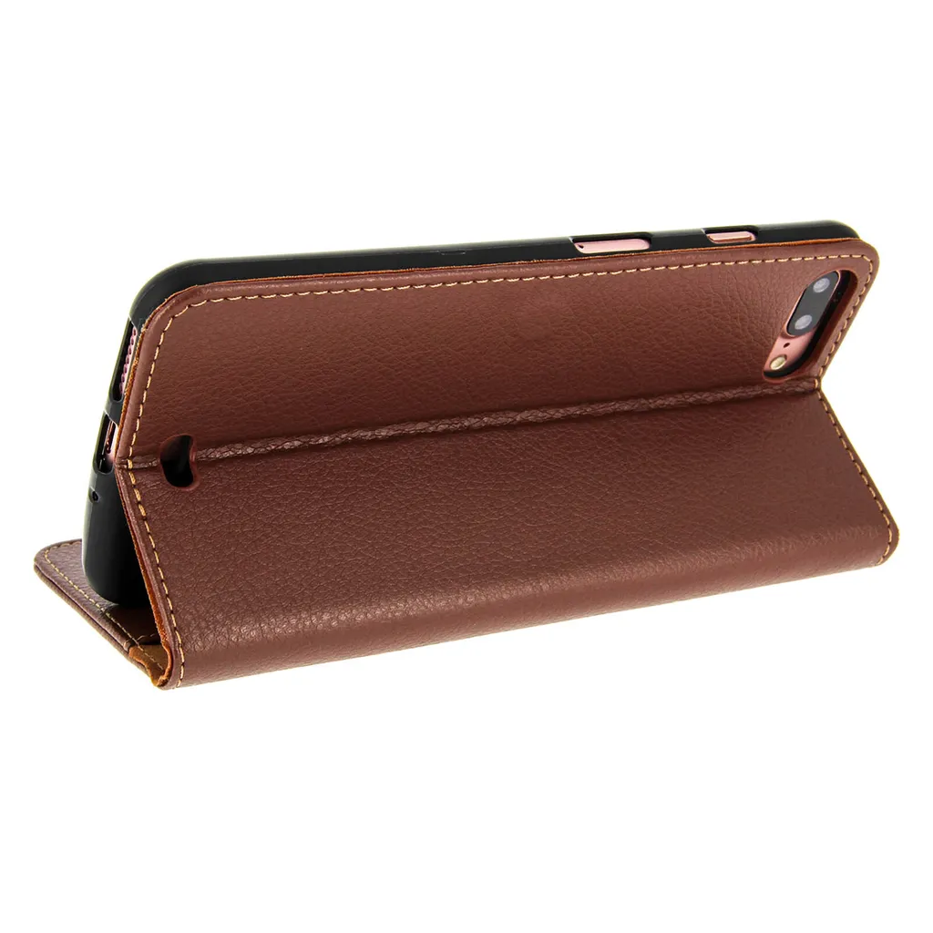 Custodia Protettiva Marrone iPhone 7/8 Plus - Flip Case Minimal Stand - 5