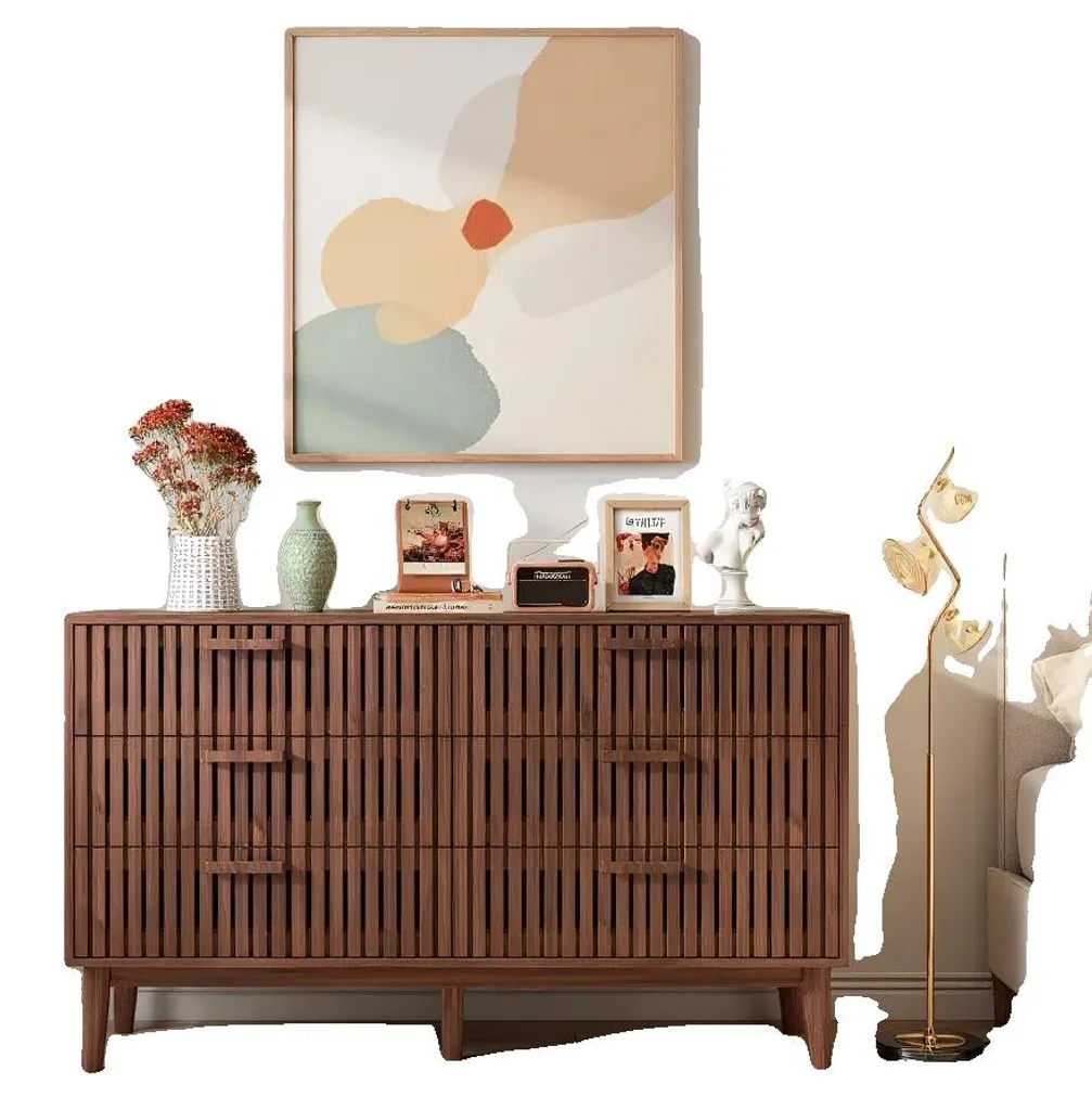 Armoire de rangement 6 tiroirs coloris noyer - Design moderne Alistair