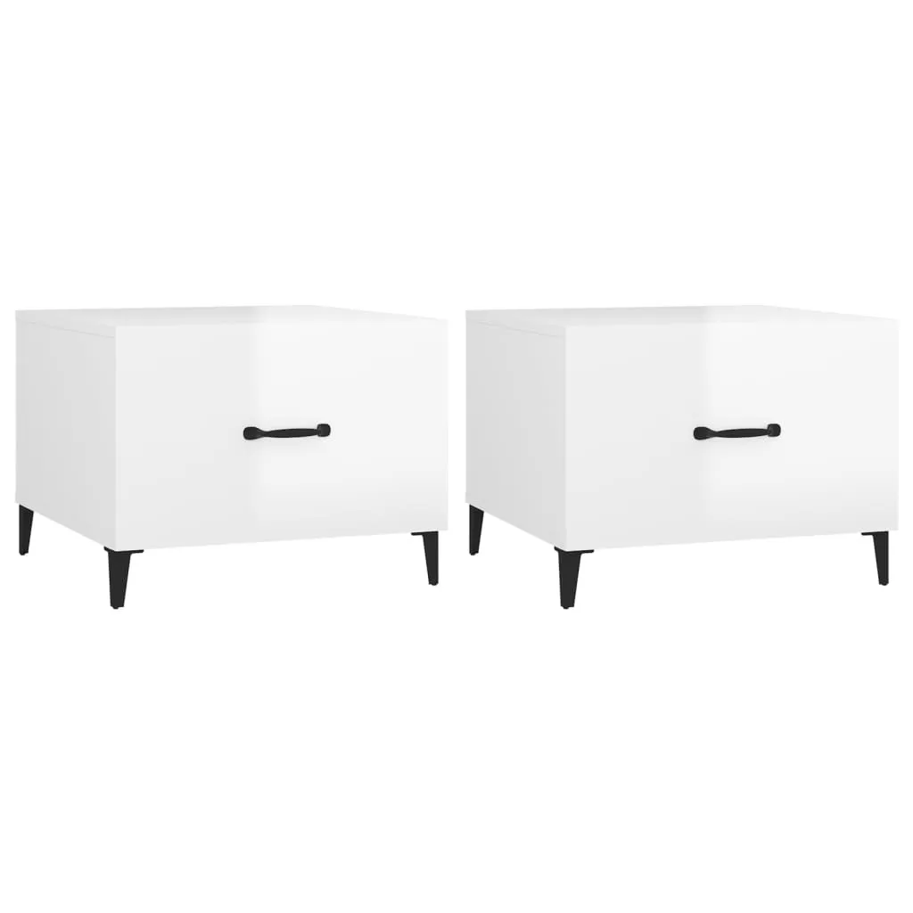 Tavolini Salotto SYFAX™ 2 Pezzi Metallo e Bianco Lucido 50x50