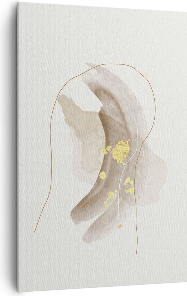 Bild auf Leinwand - Leinwandbild - Einteilig - Braun Abstraktion Gold - 80x120cm - Wand Bild - Wanddeko - Wandbilder - Leinwanddruck - Wanddekorati...