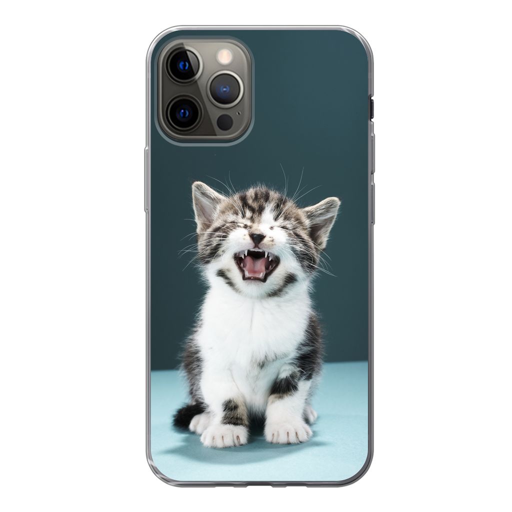 MuchoWow Handyhülle Schutzhülle Hülle für iPhone 13 Pro Katze - Kätzchen - Miau Silikon Softcase Handy Hülle - Handy-Tasche
