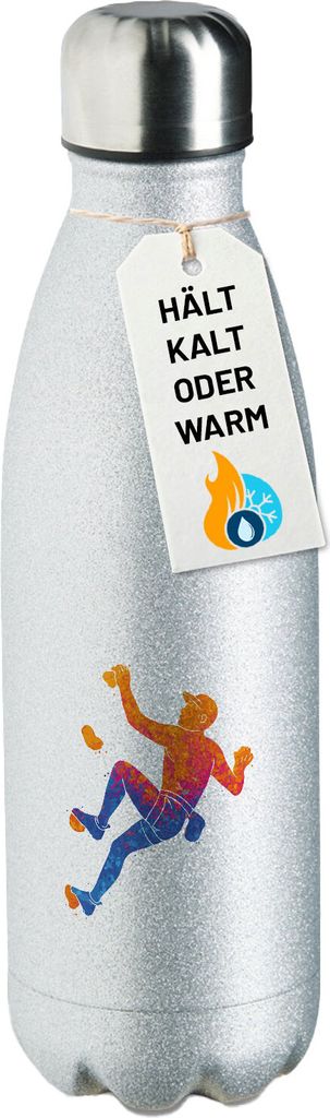 Huuraa Trinkflasche Bouldern Klettern 500ml Silver Edelstahl Wasserflasche Trinkflasche Geschenkidee