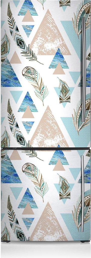 Magnetfolie Aufkleber Kühlschrankmagnete 60x205 cm - Dreiecke und Federn