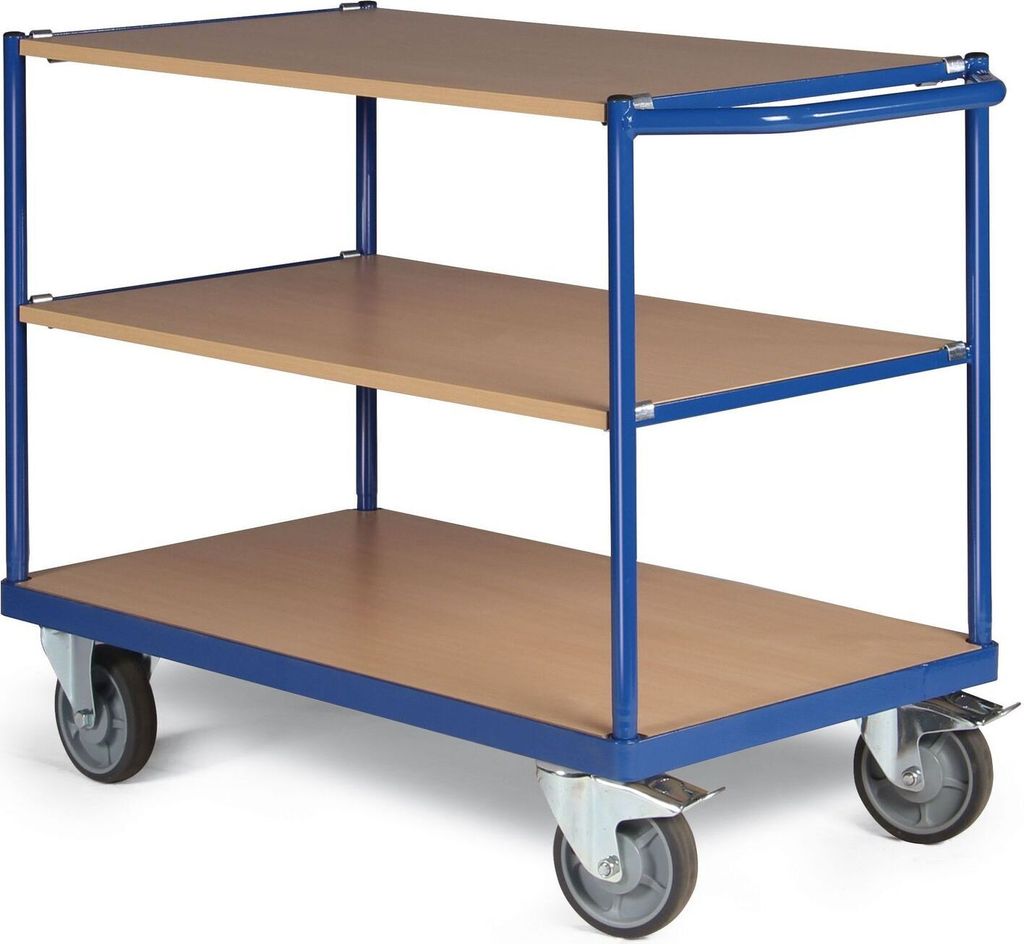 Protaurus Tischwagen F350 mit 3 Ladeflächen und Schiebegriff 1000x600mm