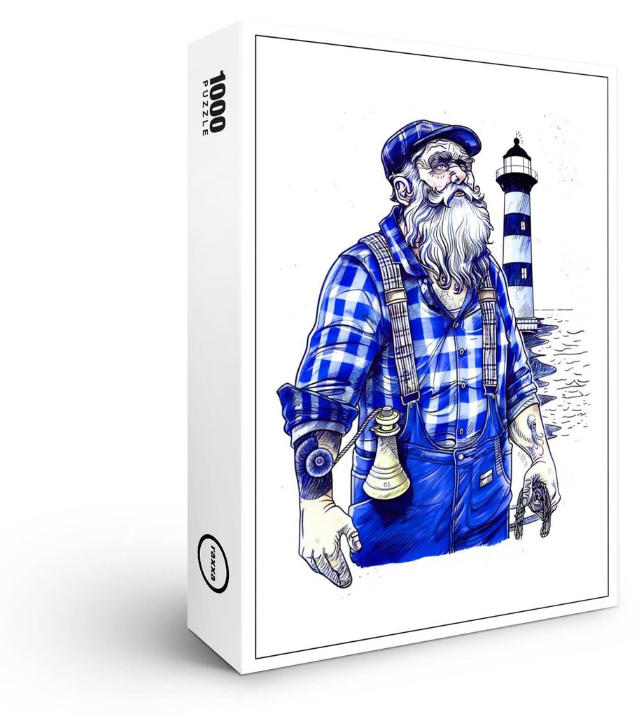 raxxa Premium-Puzzle „Seemann mit Glocke neben einem Leuchtturm an der Küste“, 1000 Teile