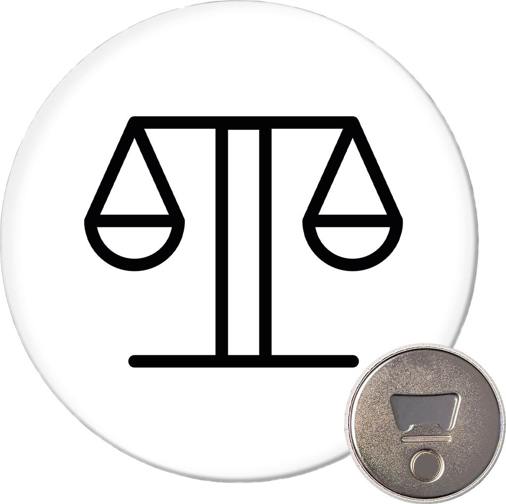 Huuraa Magnet Waage Sternzeichen Symbol 59mm Kühlschrankmagnet rund Flaschenöffner Geschenkidee