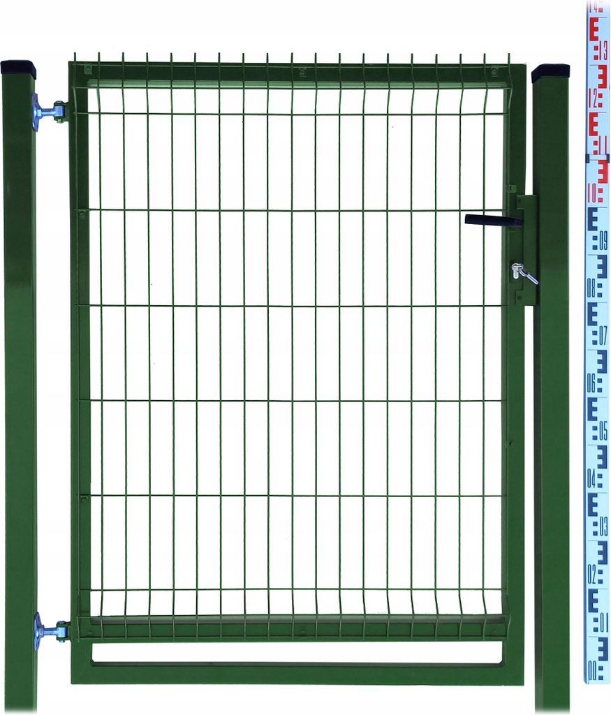 GARTENTOR 130 cm grün Einstabmatten 3D zwei PFOSTEN RAL6005 Zaun 133 cm | Gartentür Zauntor Einzeltor Tür Doppelstabmatten