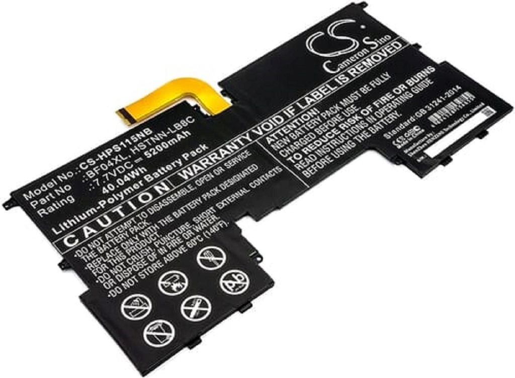 Akku für Hewlett-Packard BF04XL Li-Pol 7,4 Volt 5200 mAh schwarz.