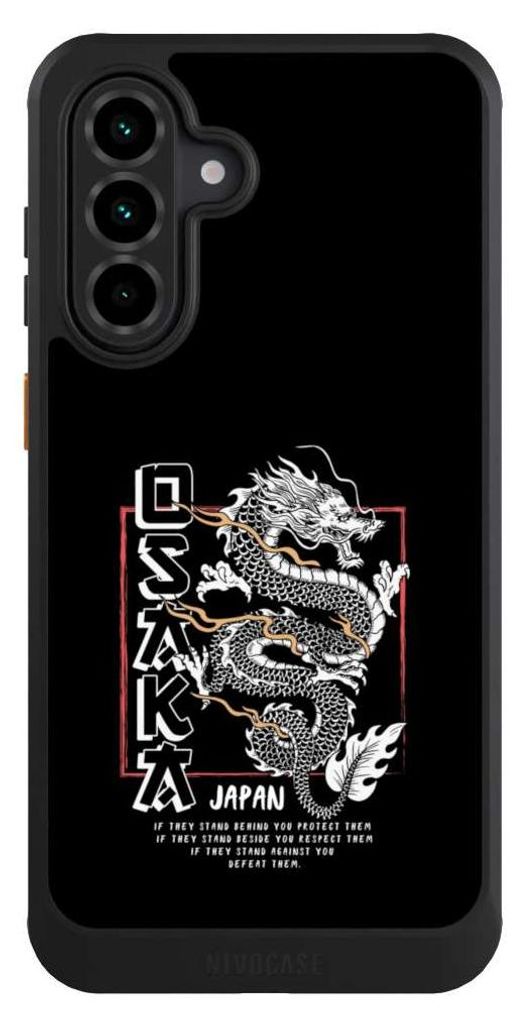 NIVOCASE Hülle für Samsung Galaxy A36 5G Handyhülle NIVOcore Case Schwarz Drache Japan Meer