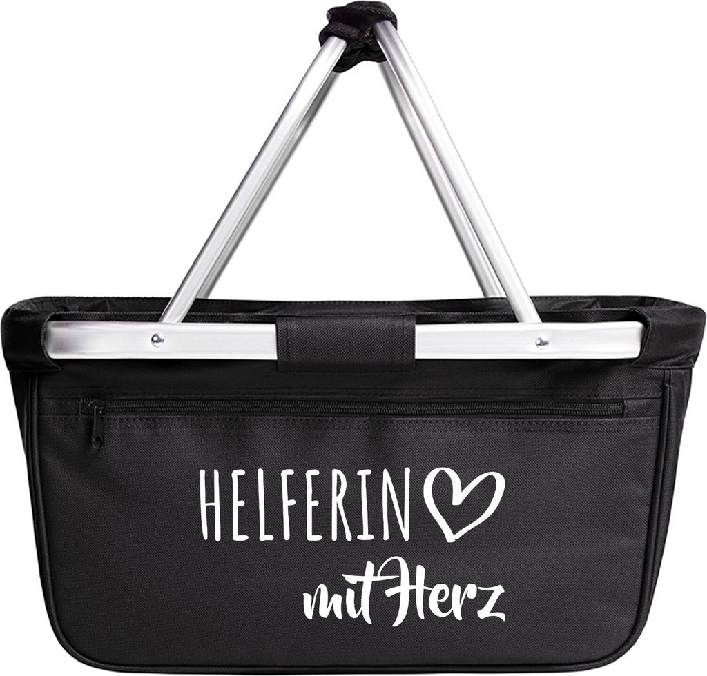 Huuraa Einkaufskorb Herferin mit Herz 20 Liter Black faltbarer Tragekorb Geschenkidee