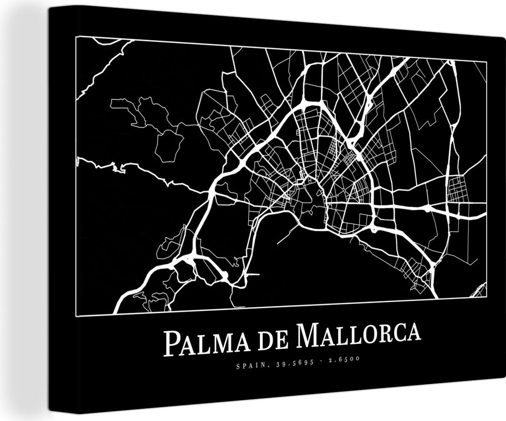 OneMillionCanvasses - Leinwandbilder - 140x90 cm, Karte - Stadtplan - Palma de Mallorca - Karte, Wandbilder Kunstdruck Wanddekoration - Foto auf ...