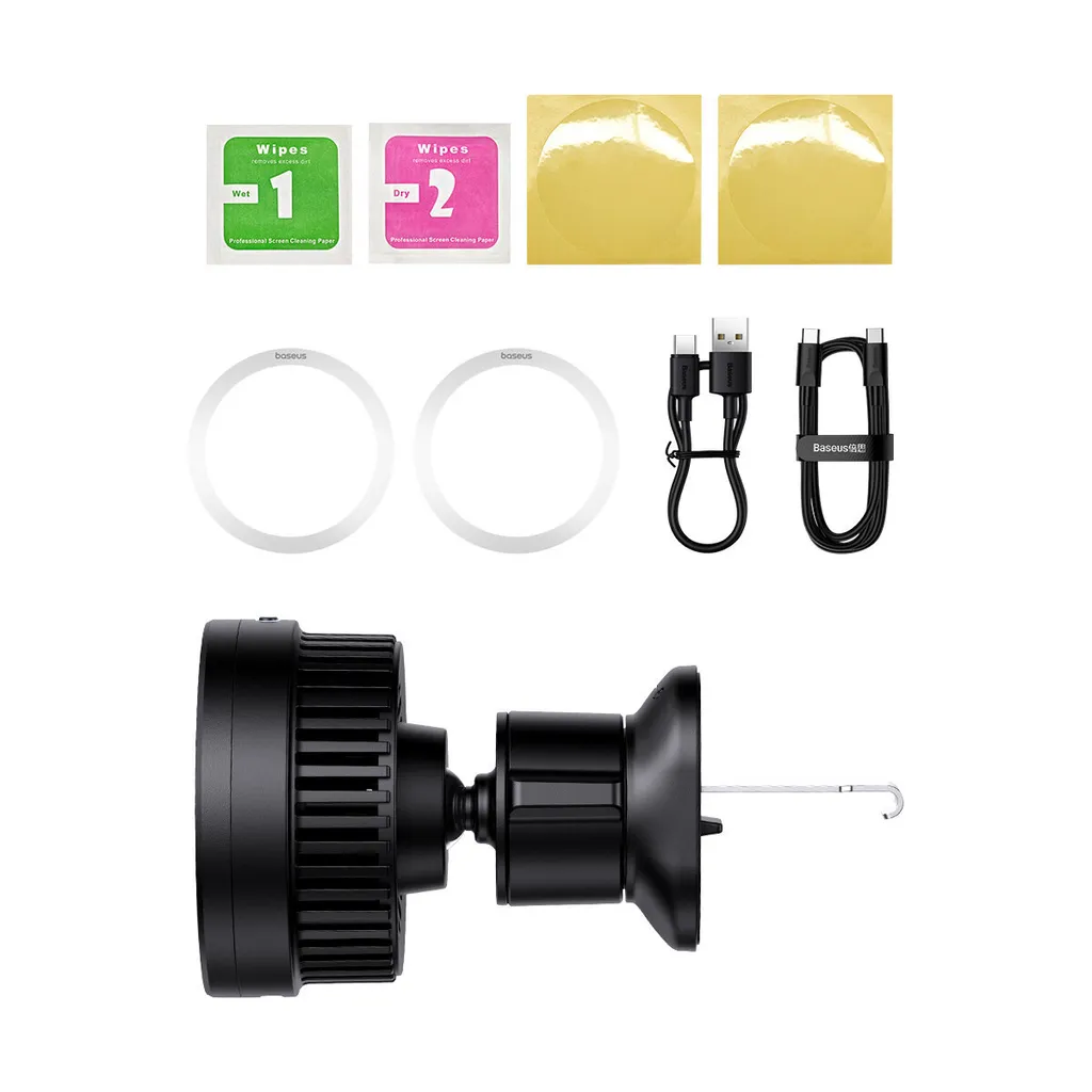 Baseus MagPro Caricatore Auto Wireless 15W - Design Magnetico Premium Nero - 7