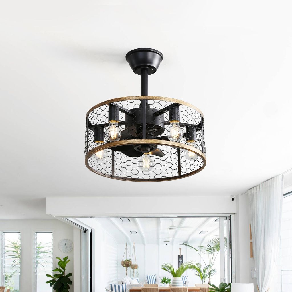 Sofucor Deckenventilator, Decke, 51 cm, sieben ABS-Flügel, mit Licht, Schwarz