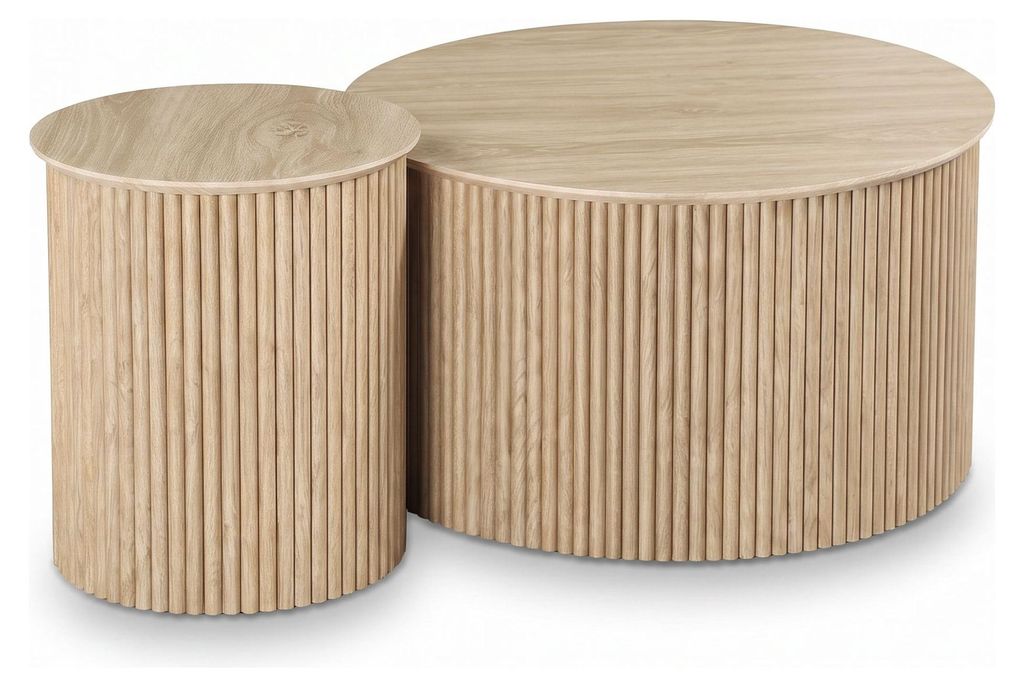 SensaHome Japandi Couchtisch Set Rund - 2 Beistelltische Produktbild 
