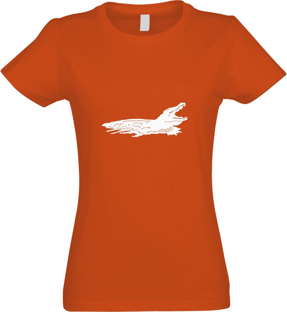 Kiwistar - T-Shirt tailliert - Damen - orange - Krokodil Alligatoren Kaimane - mit Motiv Bedruckt - Funshirt Design - Sport - Freizeit - Damen - XL