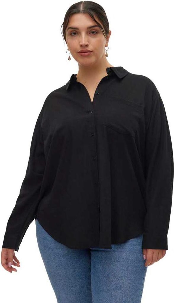 Vero Moda Curve Mymilo Langarmhemd Schwarz 46 Damen Schwarz 46