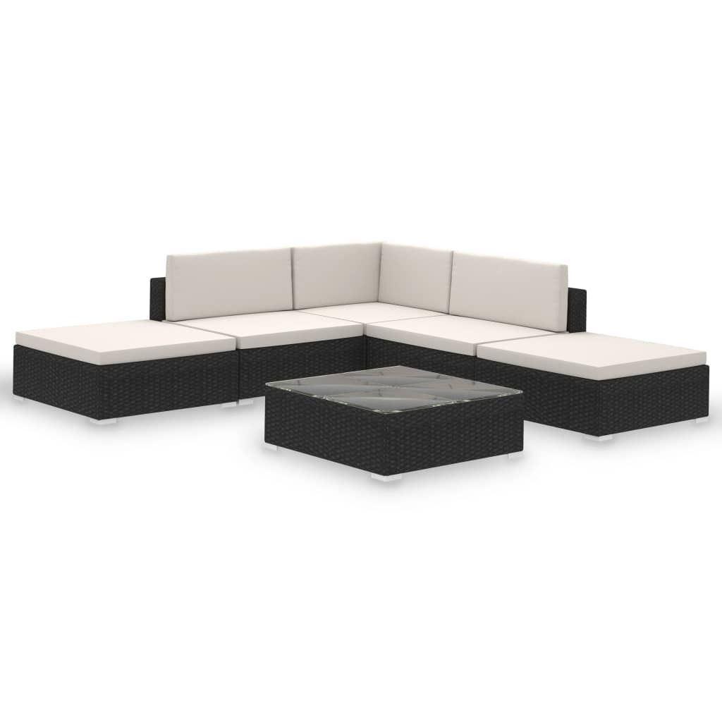 vidaXL Set di 6 pezzi da giardino con cuscini in polirattan Immagine del prodotto 