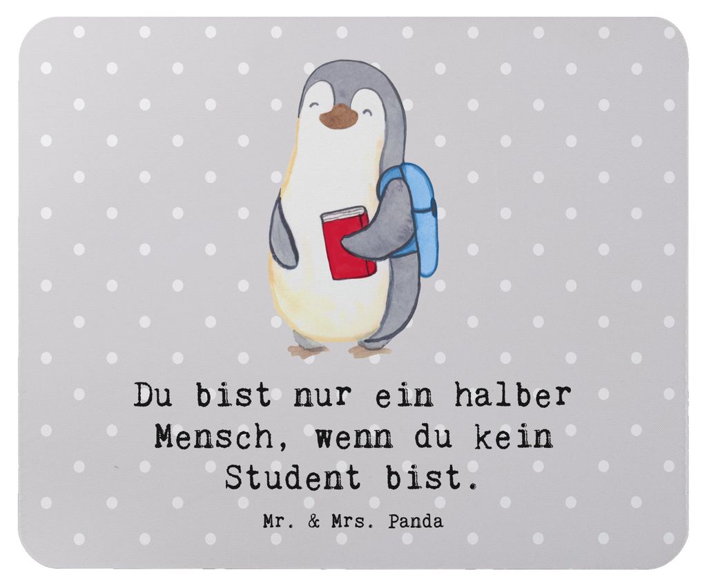 Mr. & Mrs. Panda Mousepad Student Herz - Grau Pastell - Geschenk, laptop mauspad, computer, Mouse Pad, pc