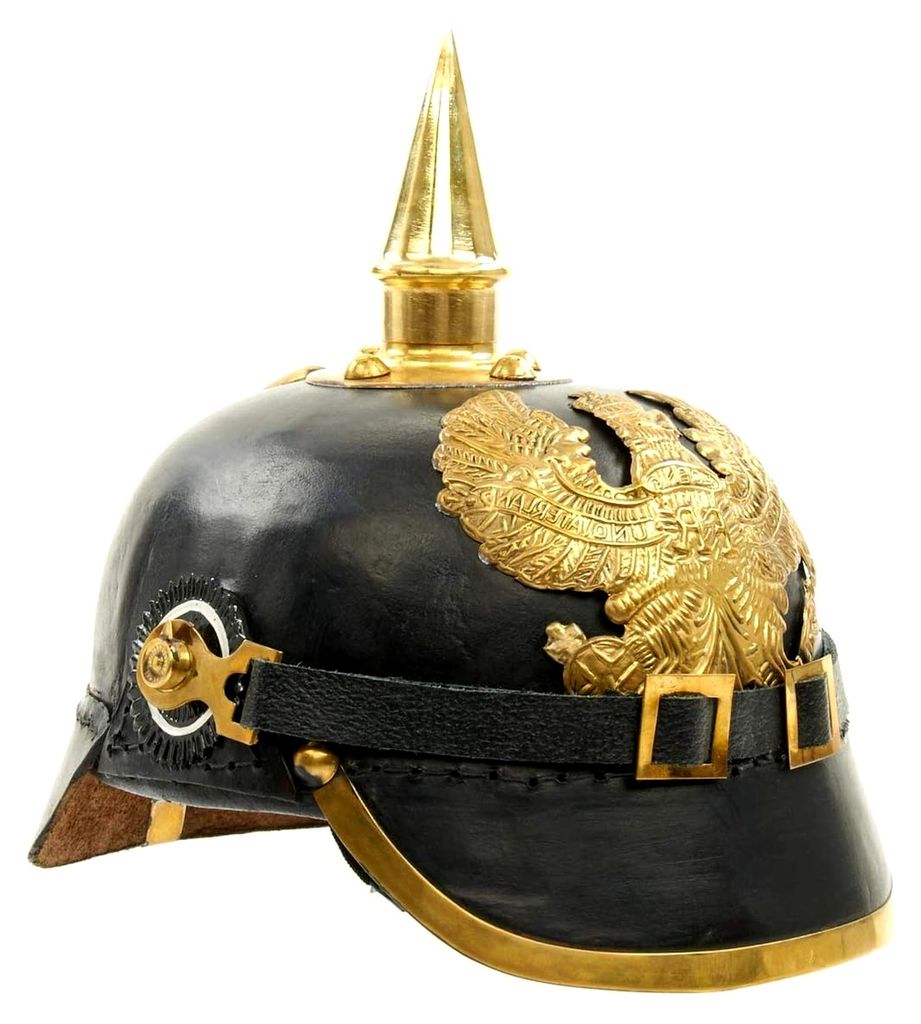 Imperial deutsche Spikes Pickelhaube Offizier Fahrradhelm schwarz Leder & Messing