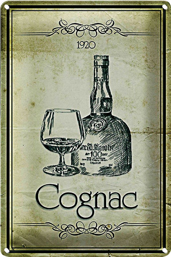 Blechschild 40x30cm 1920 Cognac Retro