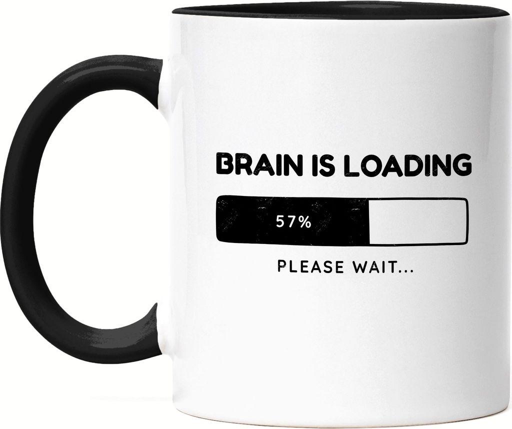 Brain Is Loading Please Wait Emaille Tasse Morgenmuffel Morgenstunde Langschläfer Brain Gehirn Verstand Humor
