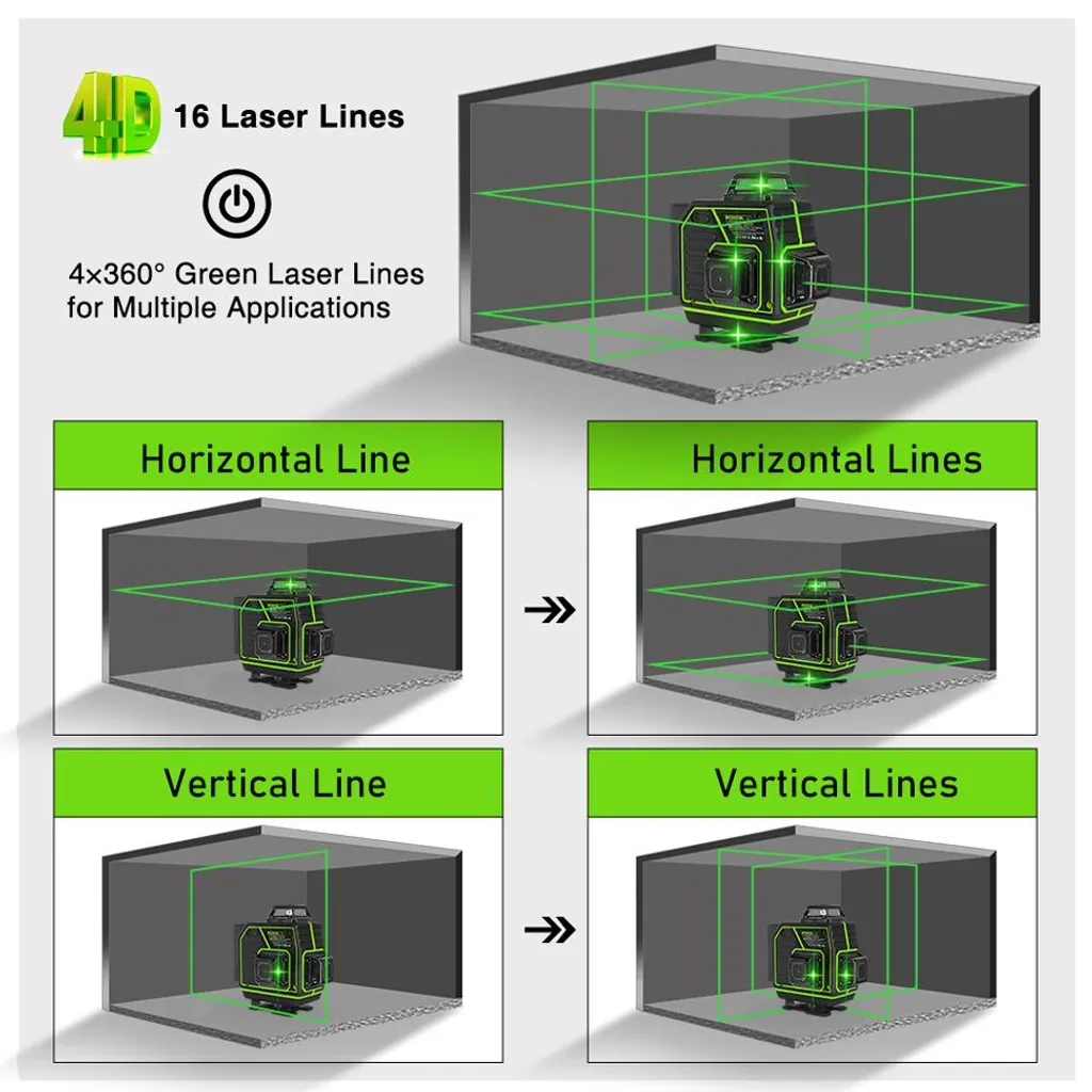 Niveau Laser 4D 16 Lignes ME16G2 avec Télécommande pour Chantier - 3