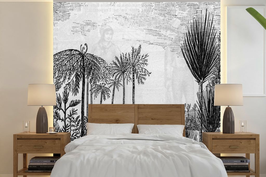 MuchoWow Fototapete für Wohnzimmer oder Schlafzimmer Wandtapete Vinyl Motivtapete Gestaltung - Bäume - Wasser - Natur - 280x280 cm - Hintergrun...
