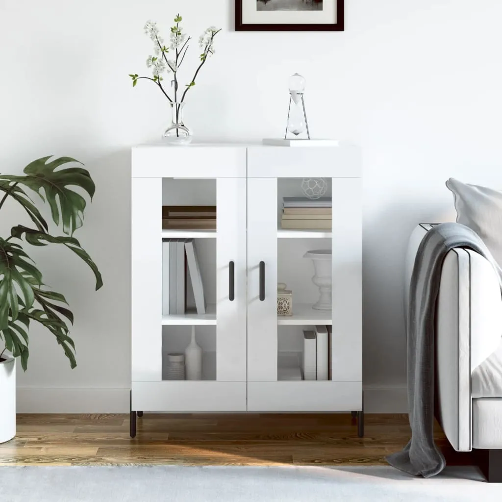 Mobile Credenza Bianco Lucido - Vetrinetta Elegante per Casa e Ufficio