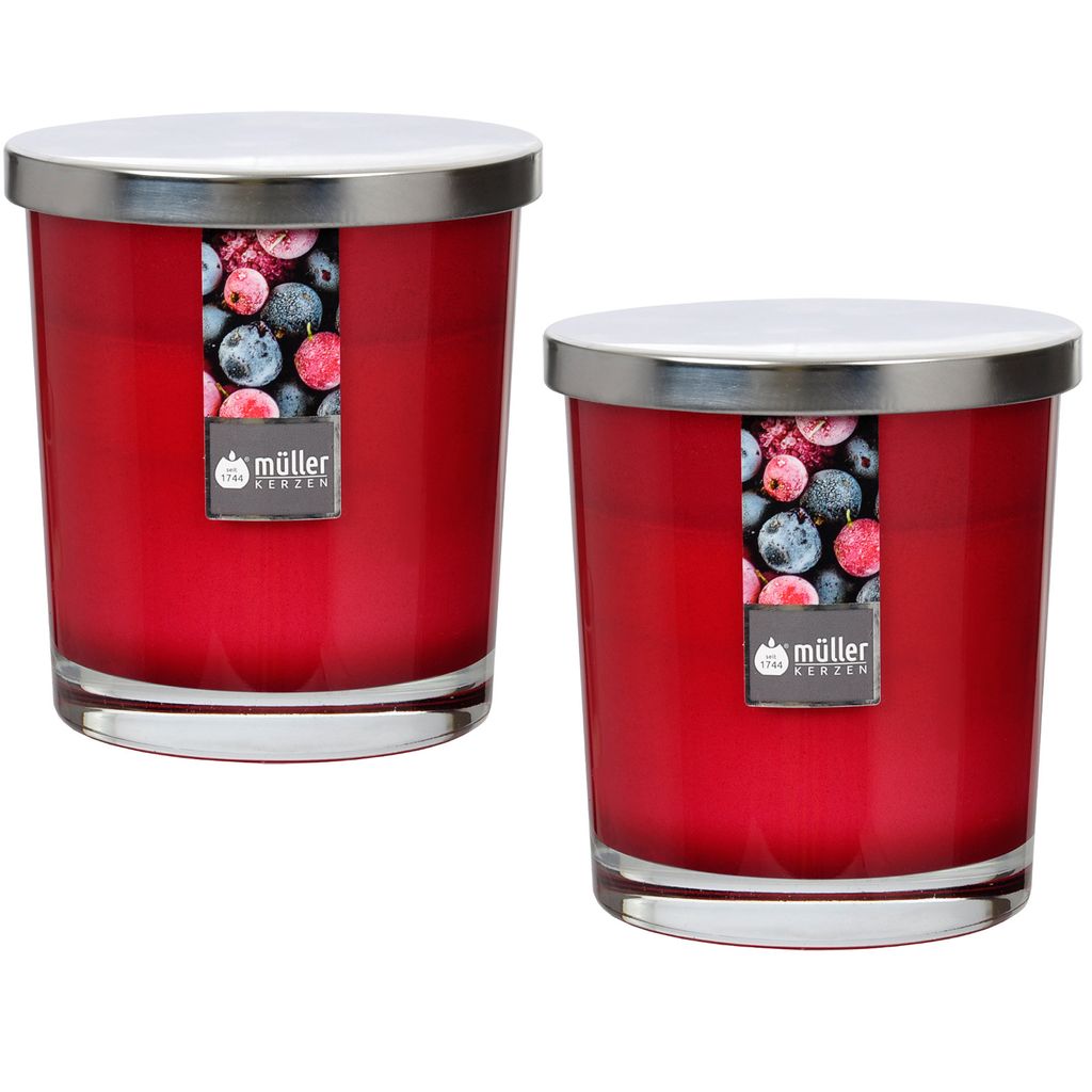 Maxi Duft-Kerzenglas 110/95 mm mit Deckel | 2er Set | Wild Berries