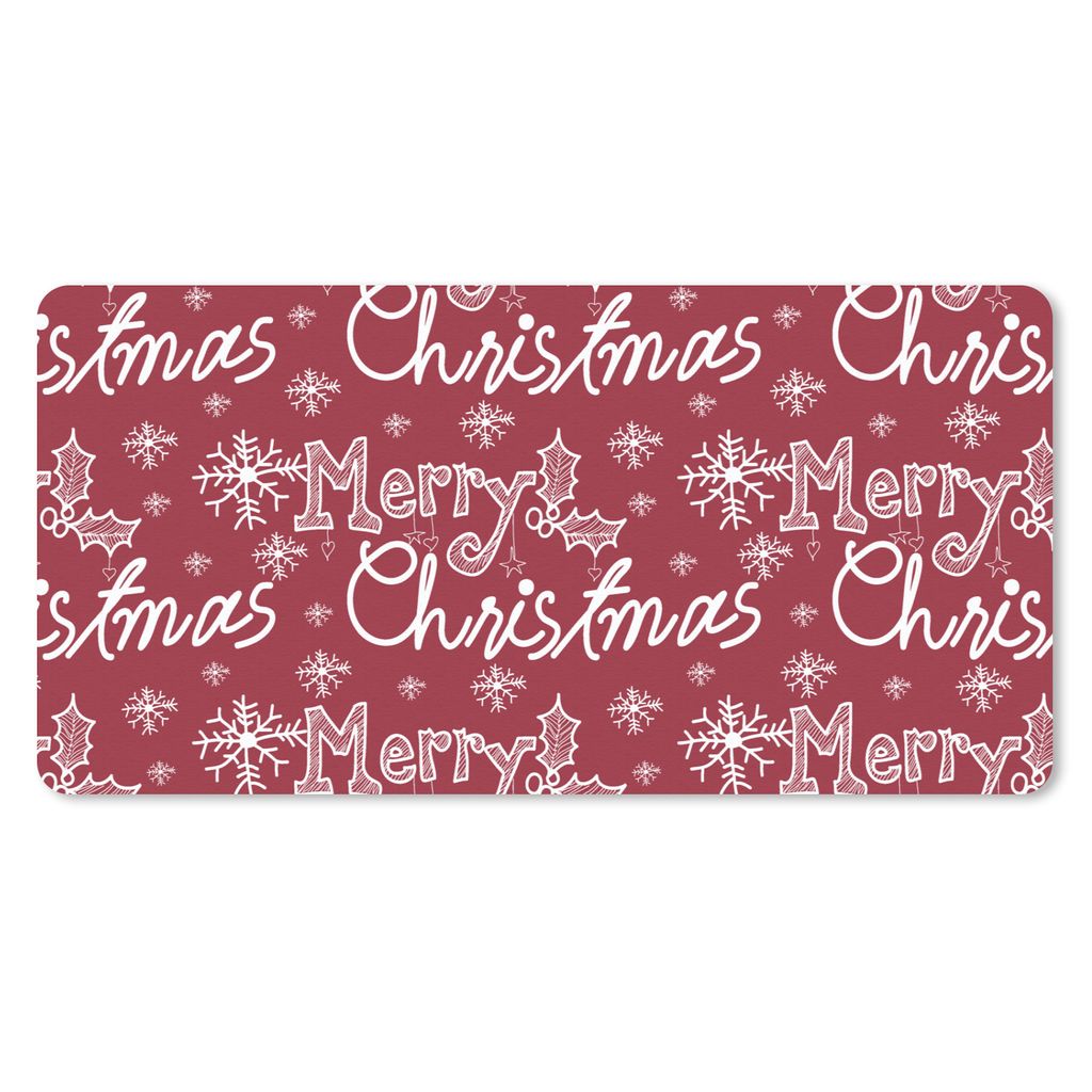 MuchoWow Schreibtischunterlage Muster - Schnee - Weihnachten - Zitate 80x40 cm - XXL Mauspad - Gaming Mauspad