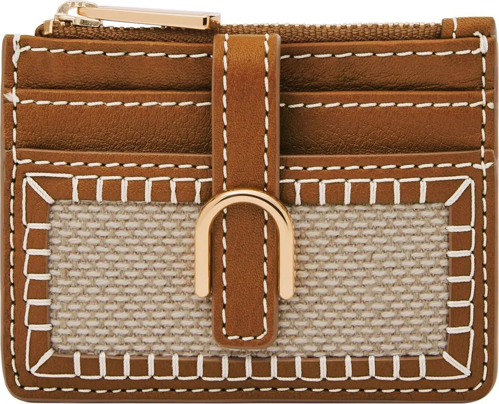 Porte-cartes Fossil Vada Slim en Cuir Brun contre l'Encombrement