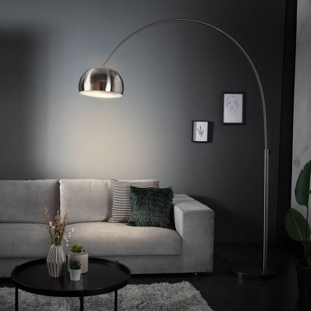 cagü: Design Bogenlampe LUXX Chrom gebürstet mit Marmorfuß Produktbild 