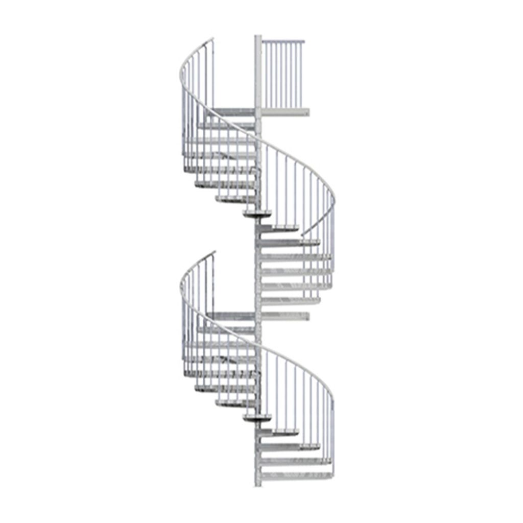 Spindeltreppe Ø 225 cm | Höhen: 486-584 cm | Ausstattung Premium | Stahlstufe
