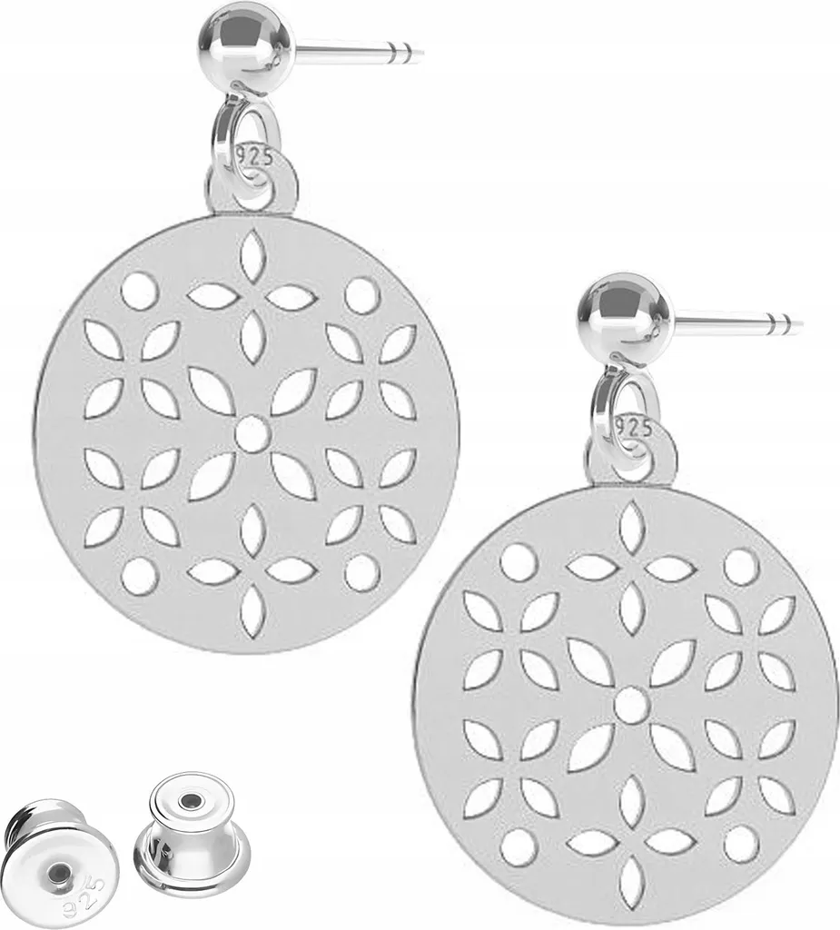 Orecchini d'argento rotondi con fiori ARGENTO 925