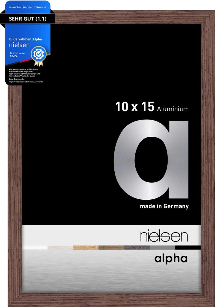 nielsen Aluminium Bilderrahmen Alpha, 10x15 cm, Wengé Hell