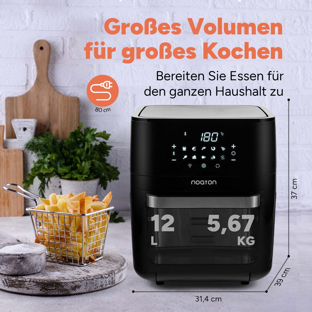 Noaton A120 Ultra Pro Heißluftfritteuse 12L, ohne Öl, Produktbild 2
