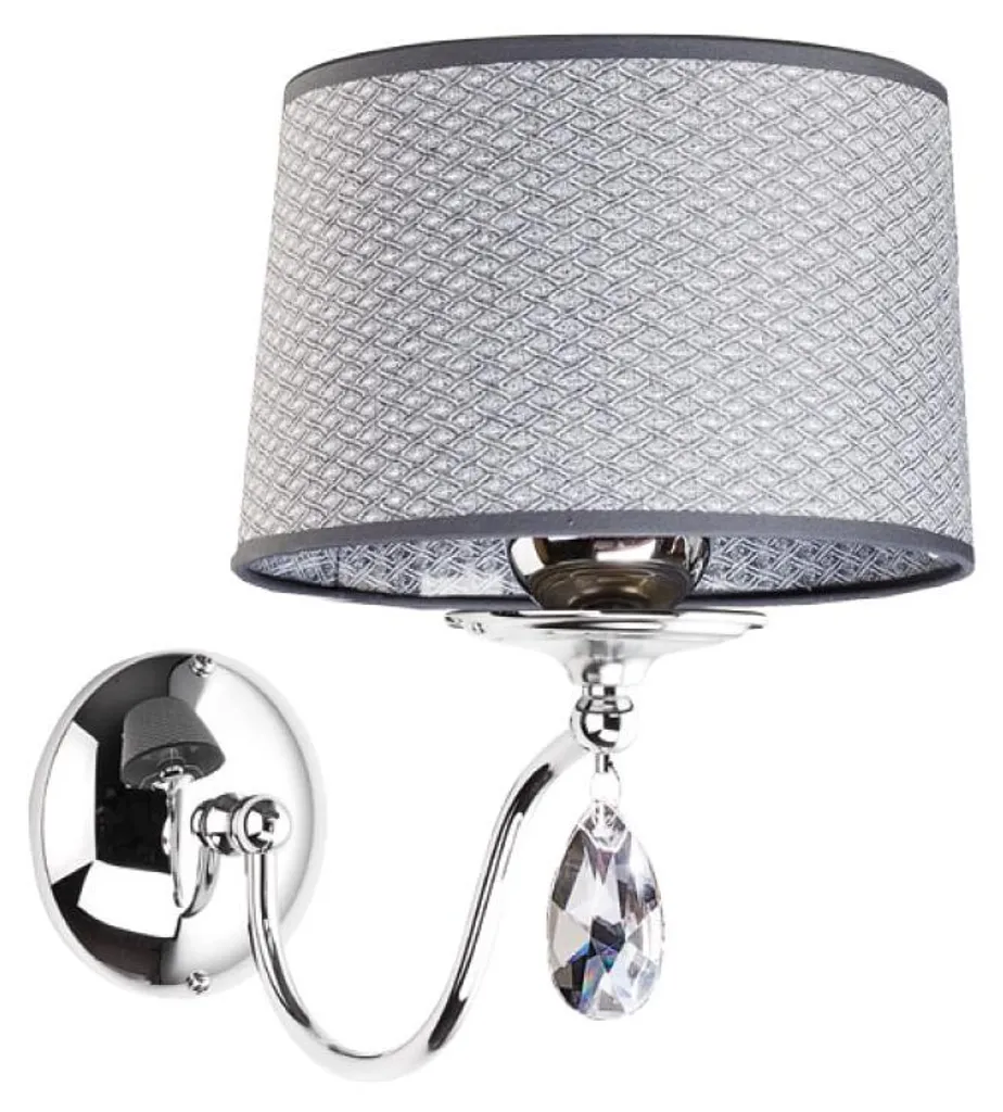 Éclairage Mural Chambre EGIDA Gris Chrome | Applique Tissu E27 Jupiter