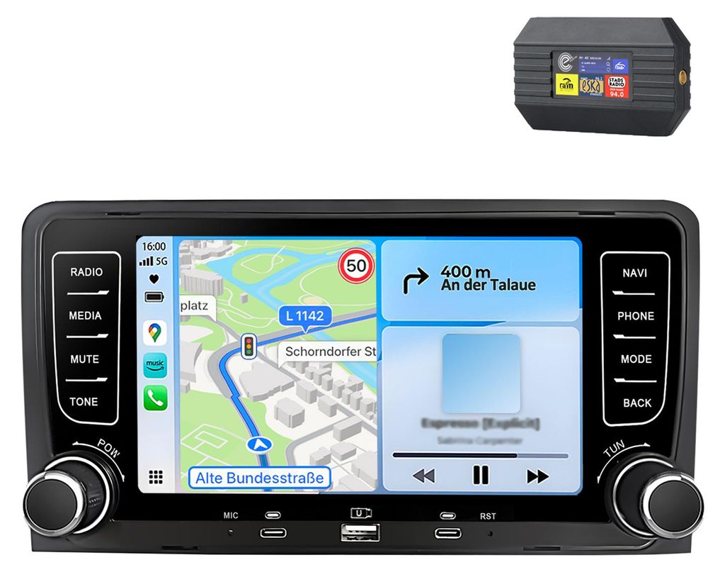 Autoradio CarPlay da 64 GB con adattatore DAB+, navigatore Immagine del prodotto 