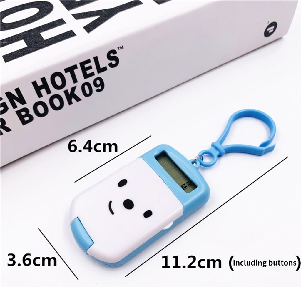 Mini -Rechner niedliche Emoticons Kunststoff Cartoon Digitaler Taschenrechner mit Key Ring Office Supplies-Blau