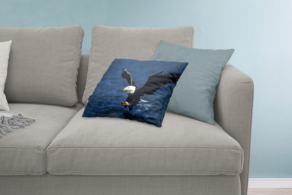 MuchoWow Zierkissen Sofakissen Wohnzimmer Dekokissen 60x40 cm Adler - Nahaufnahme - Wasser - Kopfkissen - Polster mit Foto