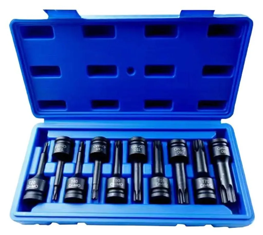 Coffret d'Embouts de Vissage Torx à Chocs Carré 1/2 Pouce en Acier Rouge